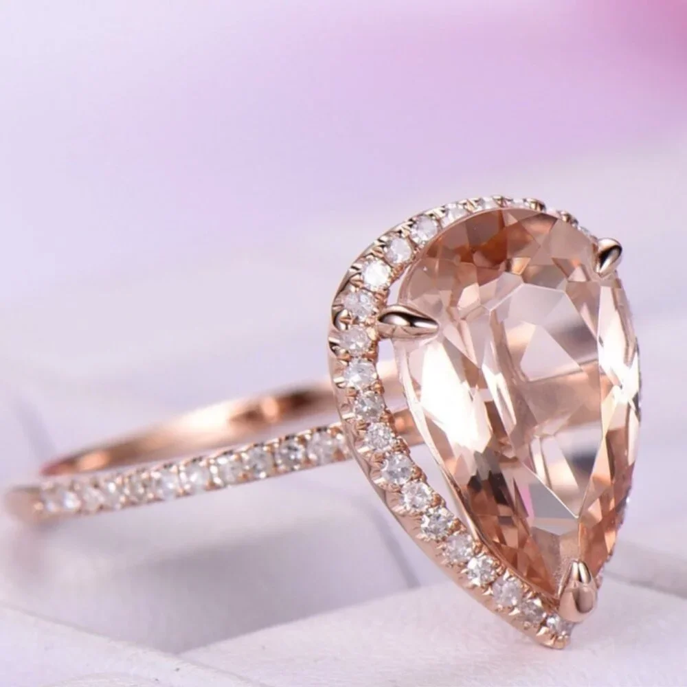ROSE GOLD MORGANITE HALO RING
